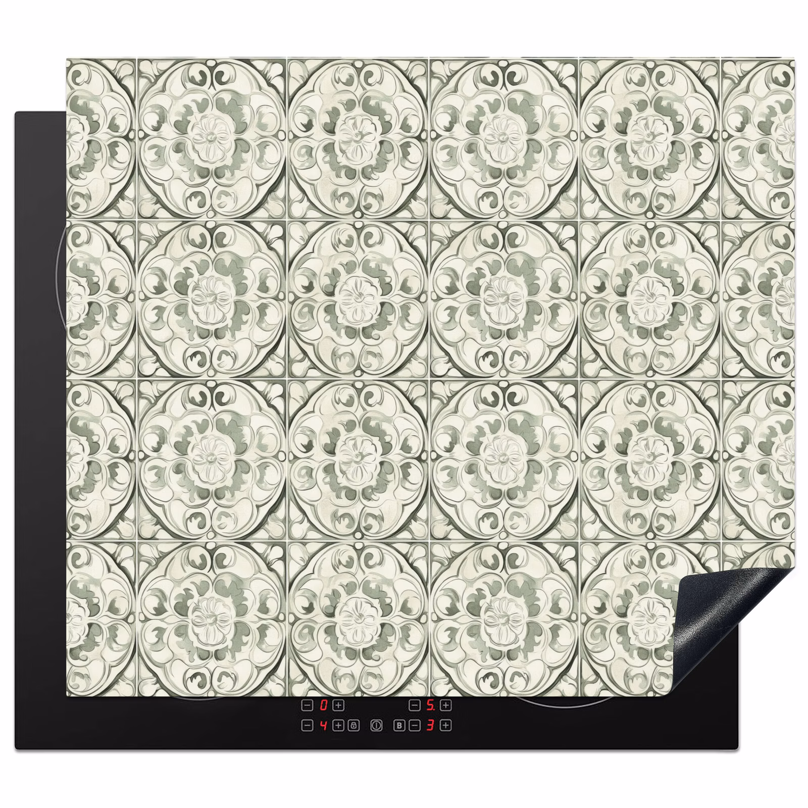 Protection plaque induction - Ornement curly - Tile - Green — 1