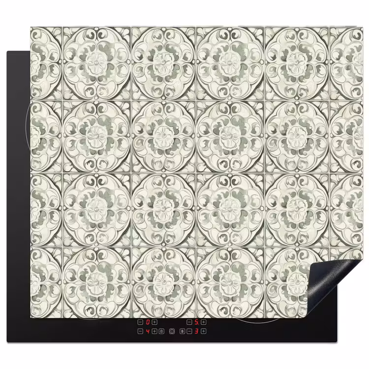 Protection plaque induction - Ornement curly - Tile - Green — 1