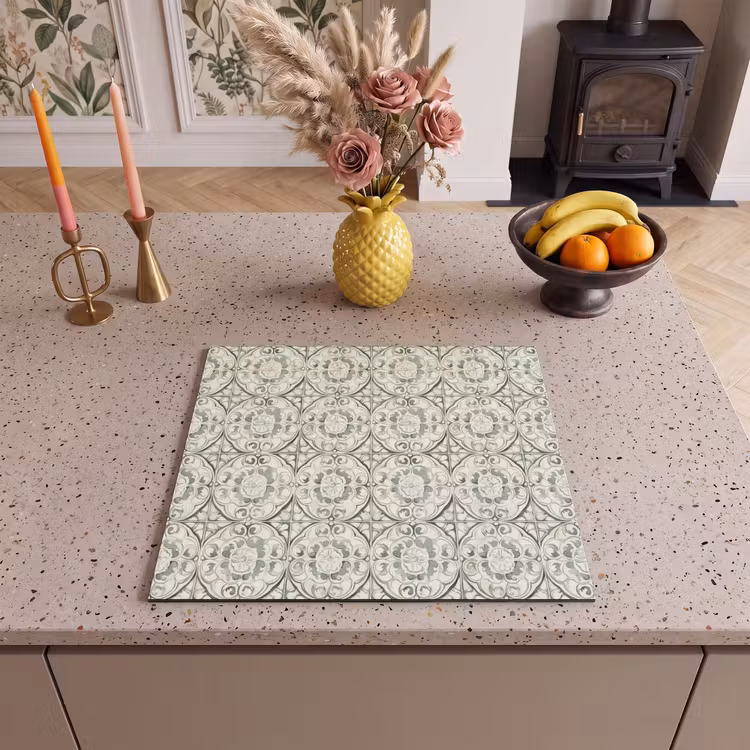 Protection plaque induction - Ornement curly - Tile - Green — 3