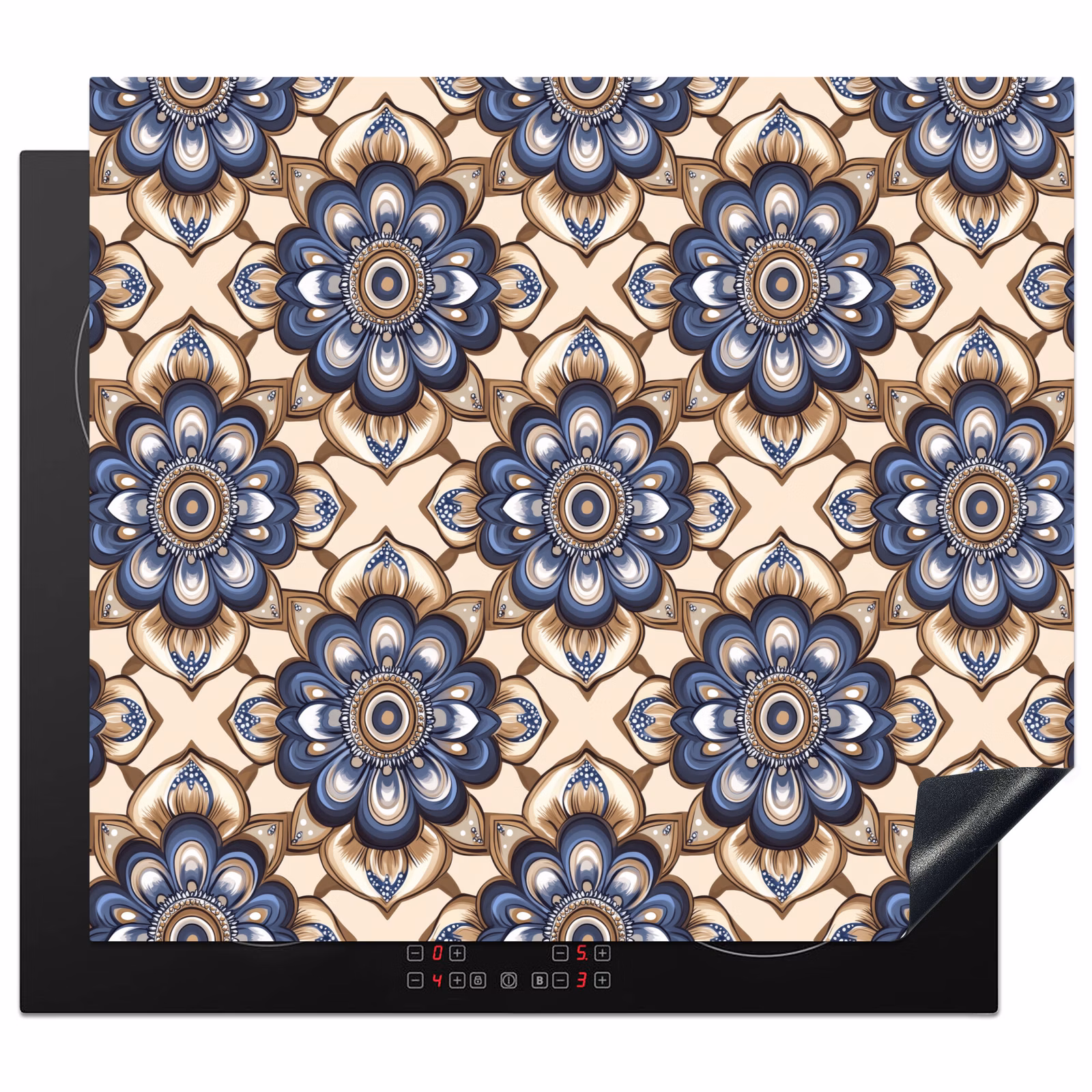 Protection plaque induction - Floral - Ornement - Bleu — 1