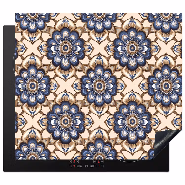 Protection plaque induction - Floral - Ornement - Bleu — 1