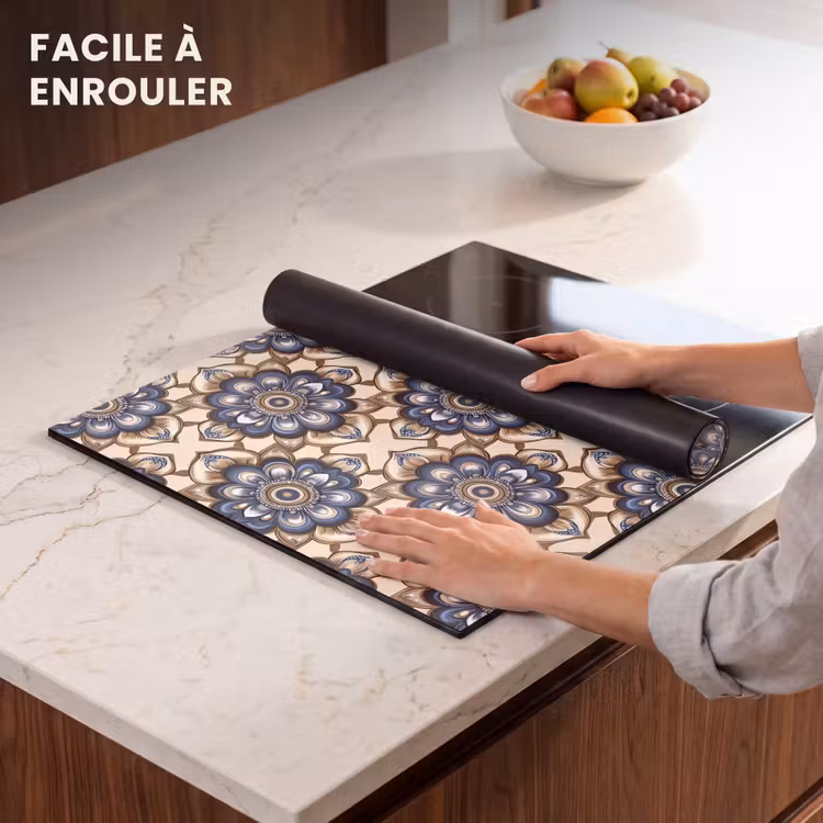 Protection plaque induction - Floral - Ornement - Bleu — 6