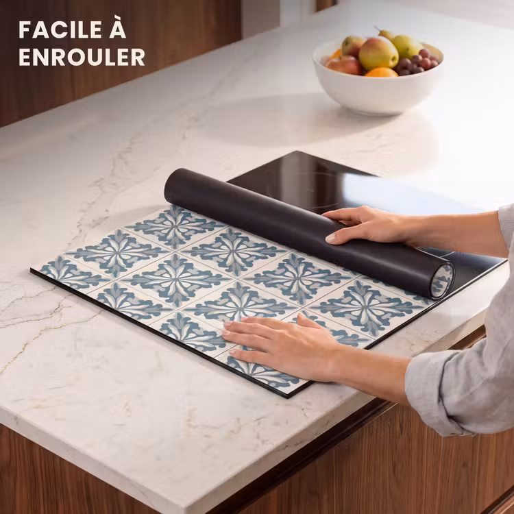 Protection plaque induction - Motif - Carrelage - Bleu — 6
