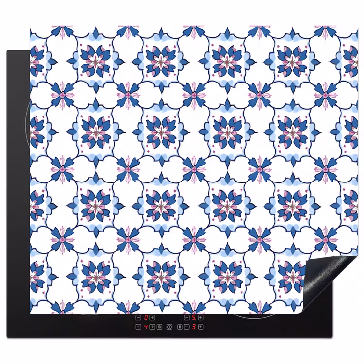 Protection plaque induction - Moderne - Motif - Bleu - Rose — 1
