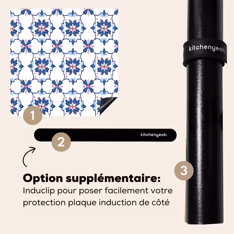 Protection plaque induction - Moderne - Motif - Bleu - Rose — 8