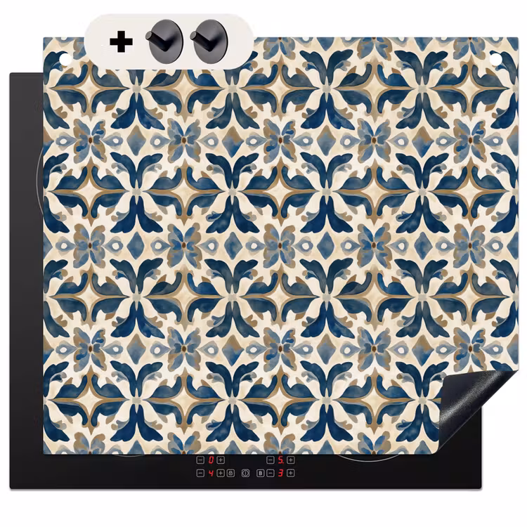Protection à induction avec crochets - Carrelage - Motif - Bleu - Beige — 3