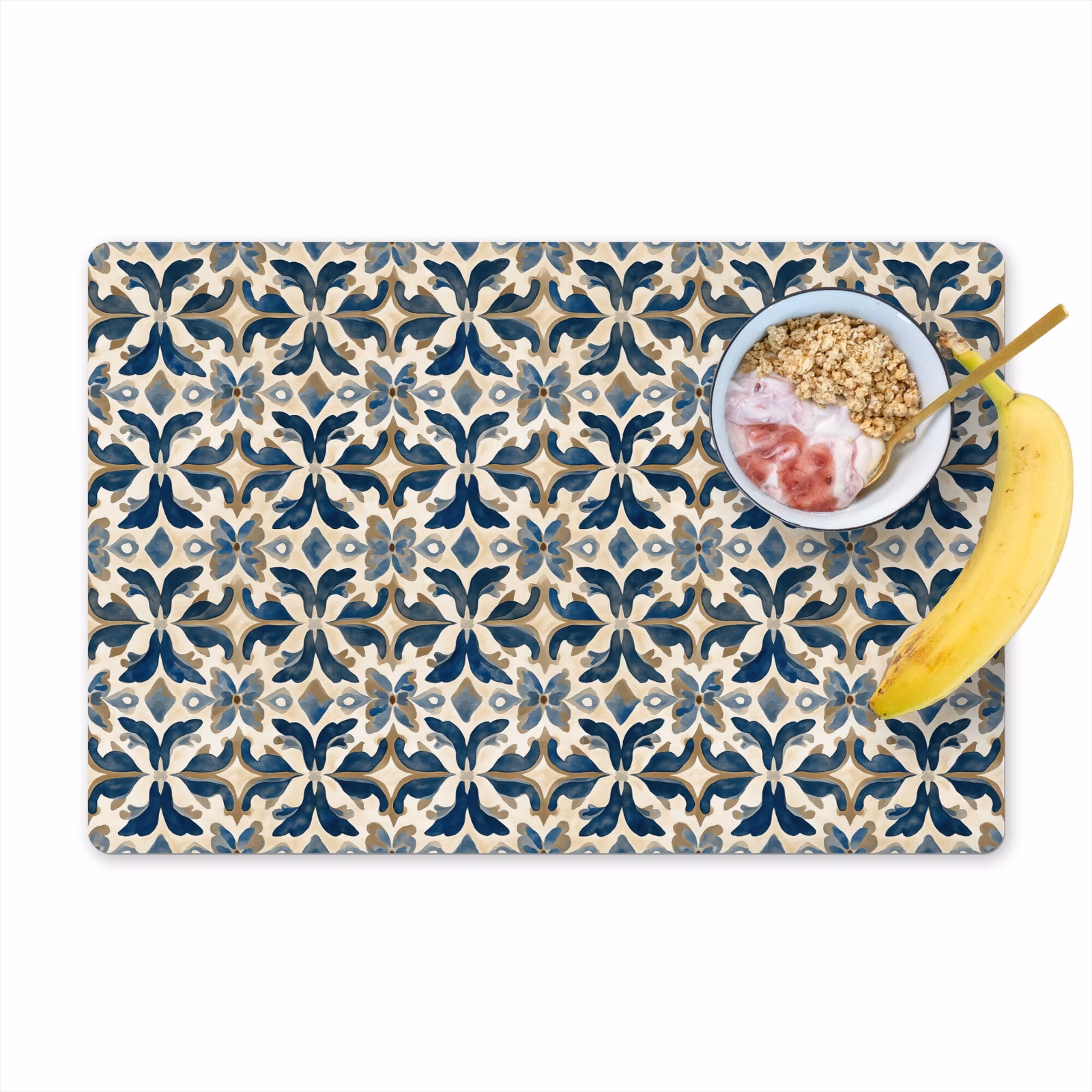 Set de table – 6 pièces - Carrelage - Motif - Bleu - Beige — 1