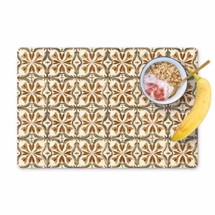 Set de table – 6 pièces - Carreau ornemental - Motif - Marron — 1