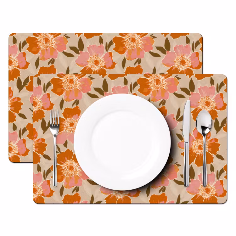 Set de table – 6 pièces - Fleurs - Motif - Rétro — 2