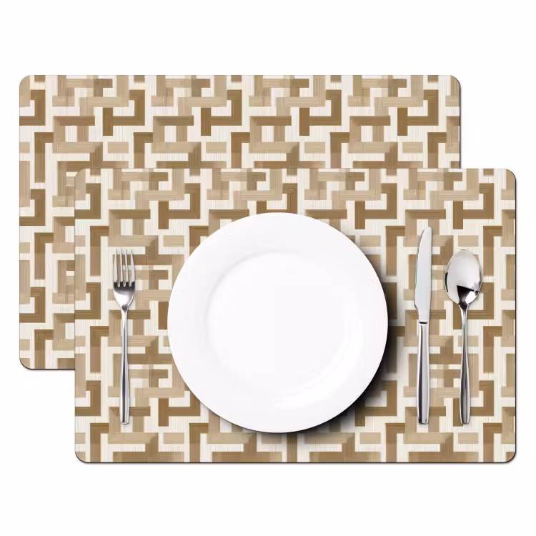 Set de table – 6 pièces - Géométrique - Rétro - Marron — 2