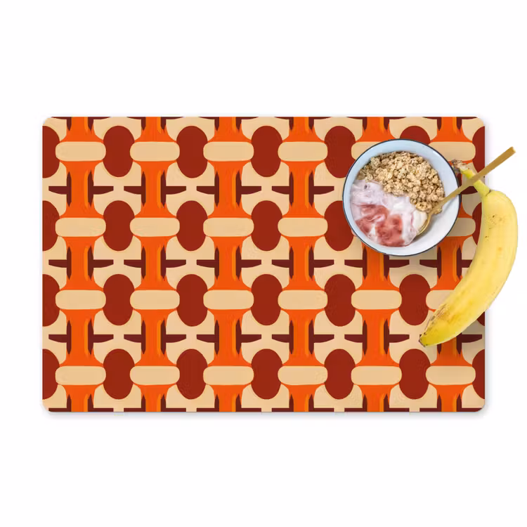 Set de table – 6 pièces - Géométrique - Rétro - Orange — 1