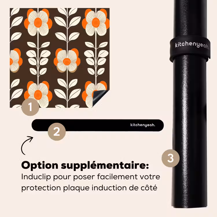 Protection plaque induction - Fleurs - Rétro - Marron — 8