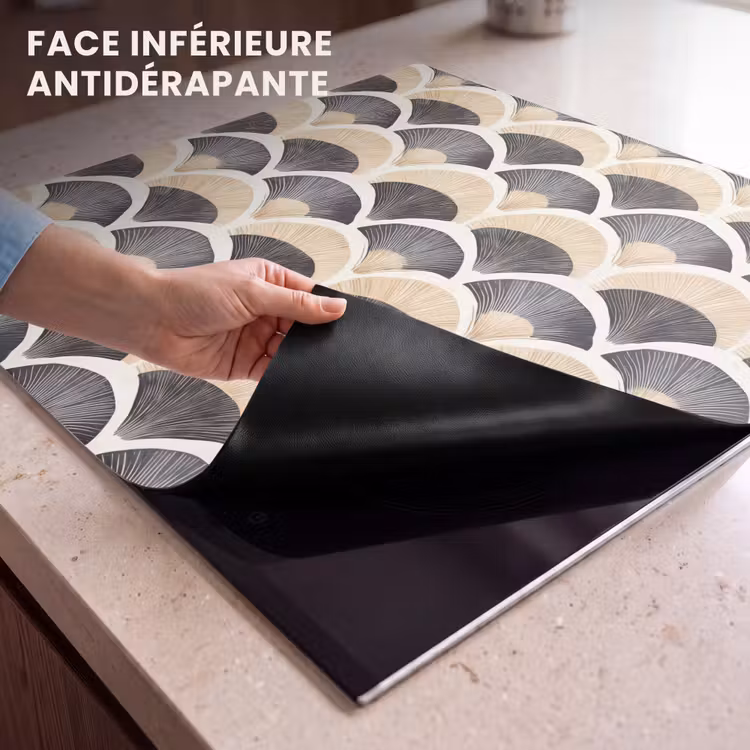 Protection plaque induction - Ventilateur - Motif - Noir - Beige — 7