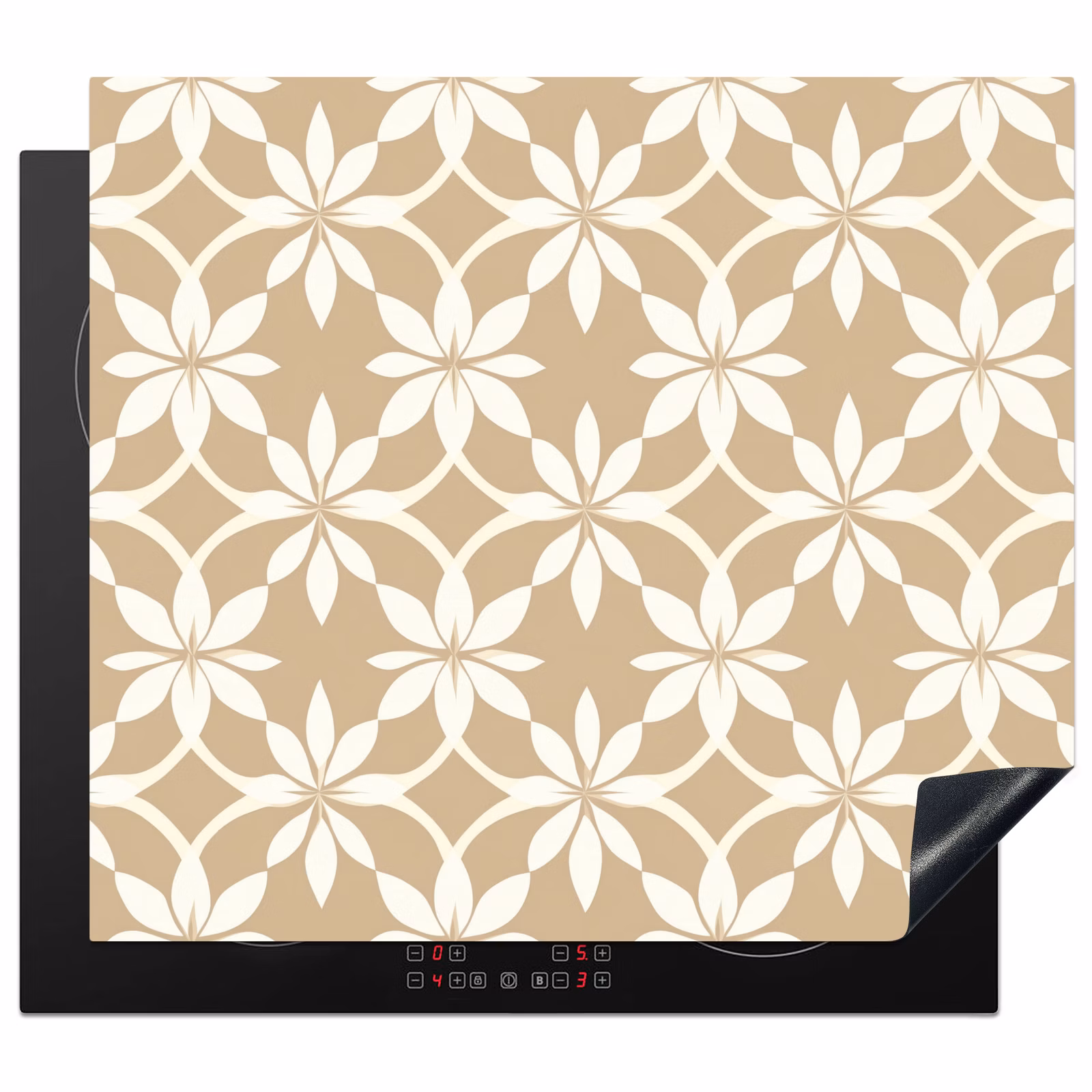 Protection plaque induction - Fleurs - Motif - Beige — 1