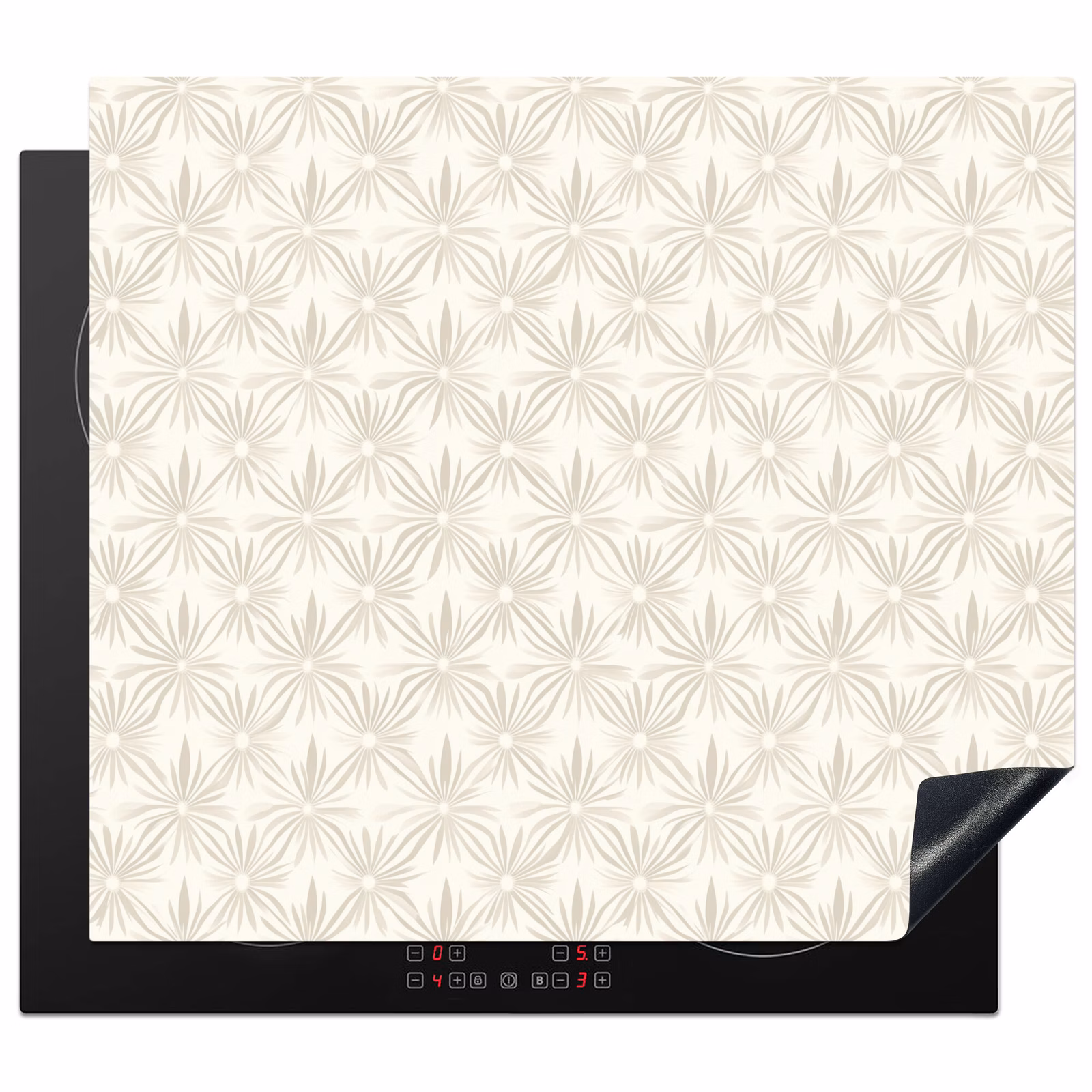 Protection plaque induction - Motif - Fleurs - Beige — 1