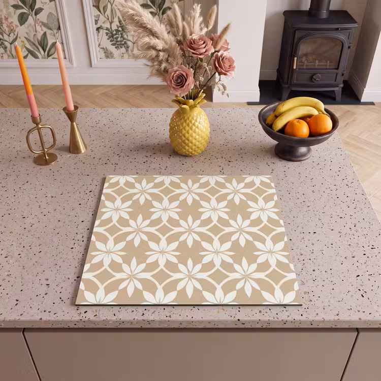 Protection plaque induction - Fleurs - Motif - Beige — 3