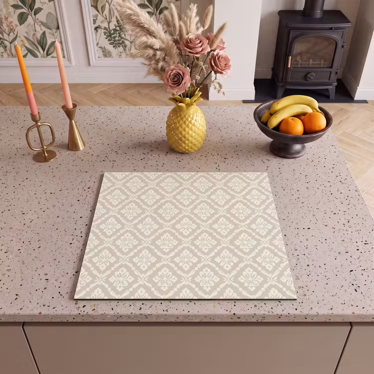 Protection plaque induction - Floral - Ornement - Beige — 3