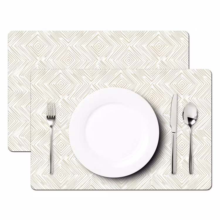 Set de table – 6 pièces - Abstrait - Diamants - Beige — 2