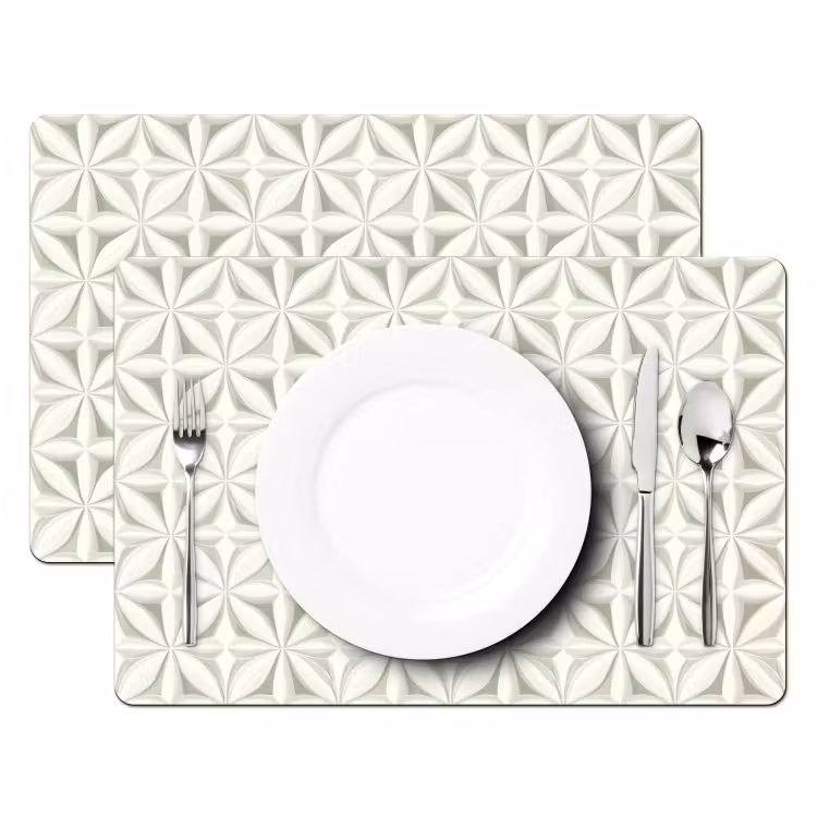 Set de table – 6 pièces - Abstrait - Texture - Gris - Blanc — 2