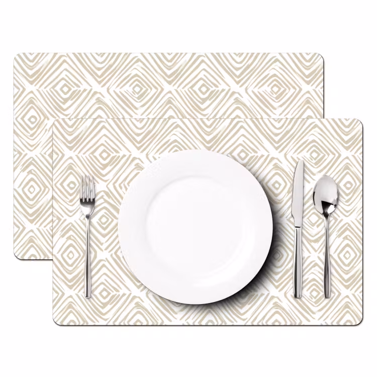 Set de table – 6 pièces - Abstrait - Plaid - Beige — 2
