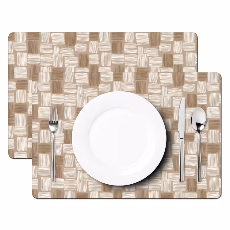 Set de table – 6 pièces - Bloc - Motif - Marron — 2