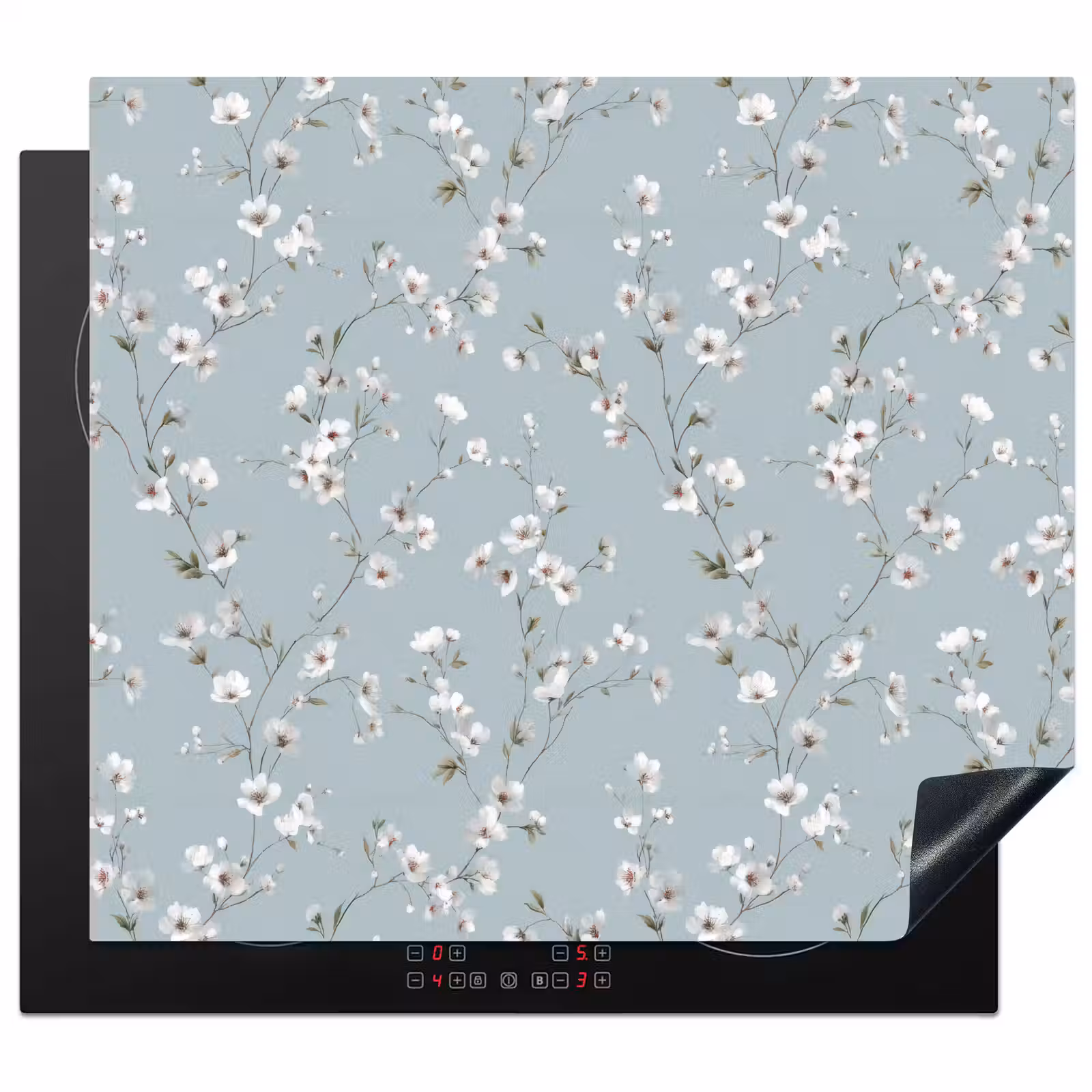 Protection plaque induction - Classique - Fleurs - Bleu — 1