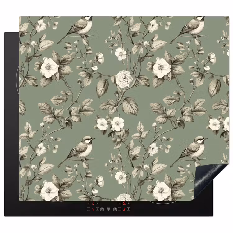 Protection plaque induction - Botanique - Oiseaux - Vert — 1