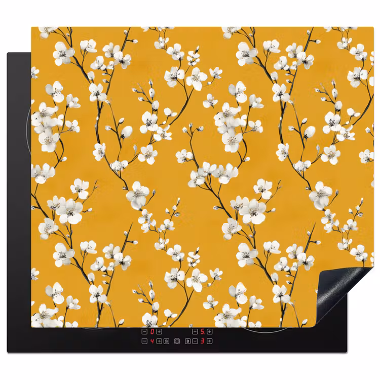 Protection plaque induction - Branche fleurie - Aquarelle - Jaune — 1