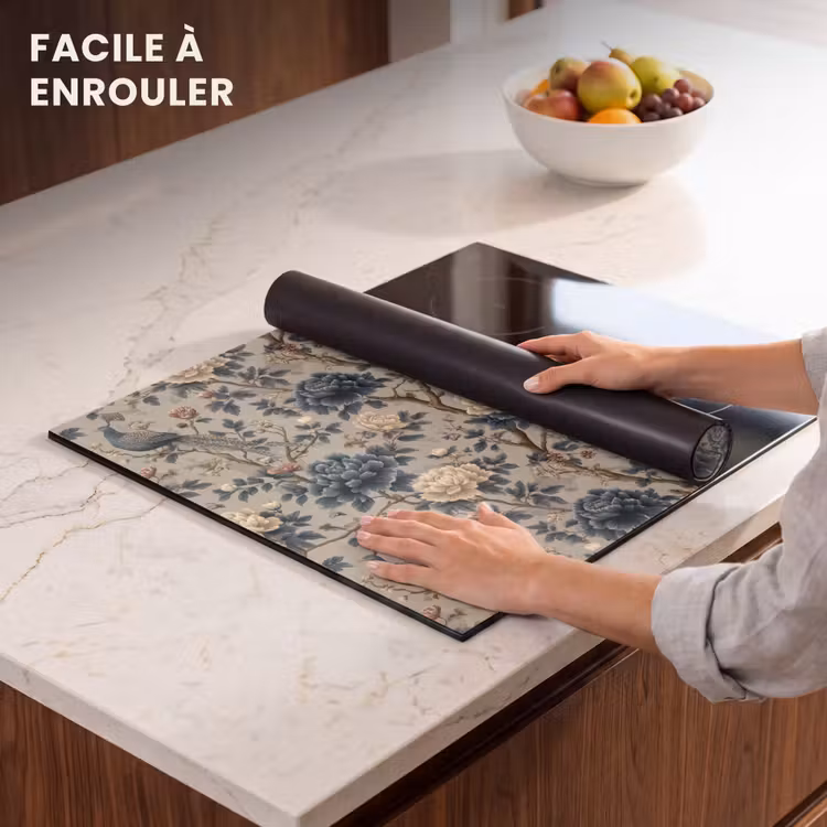 Protection plaque induction - Paon - Fleurs - Bleu — 6