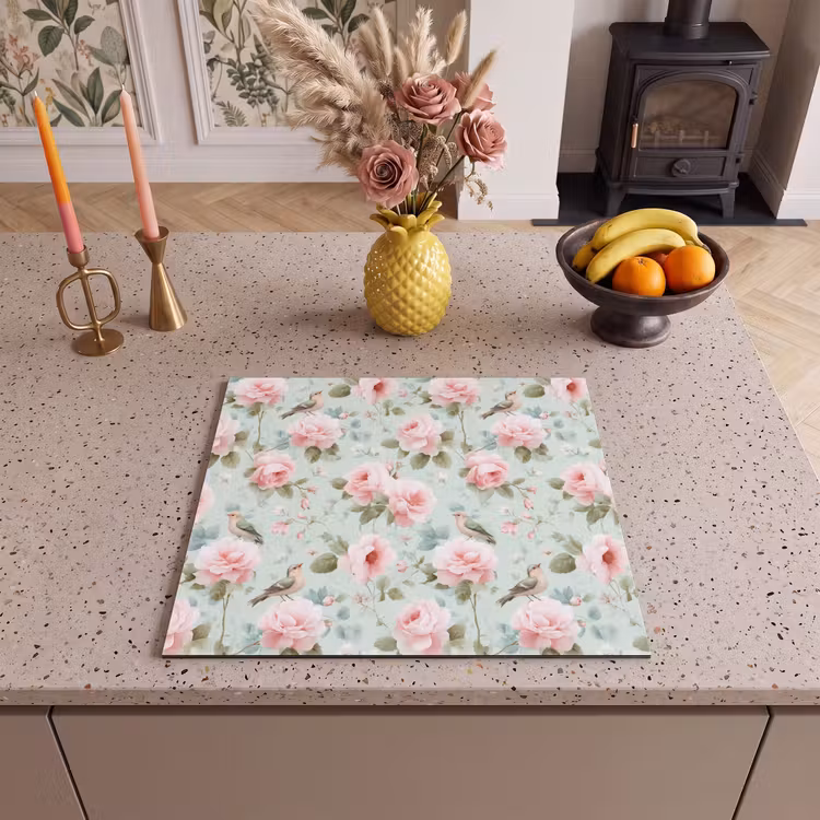 Protection plaque induction - Roses - Oiseaux - Pastel - Coloré — 3