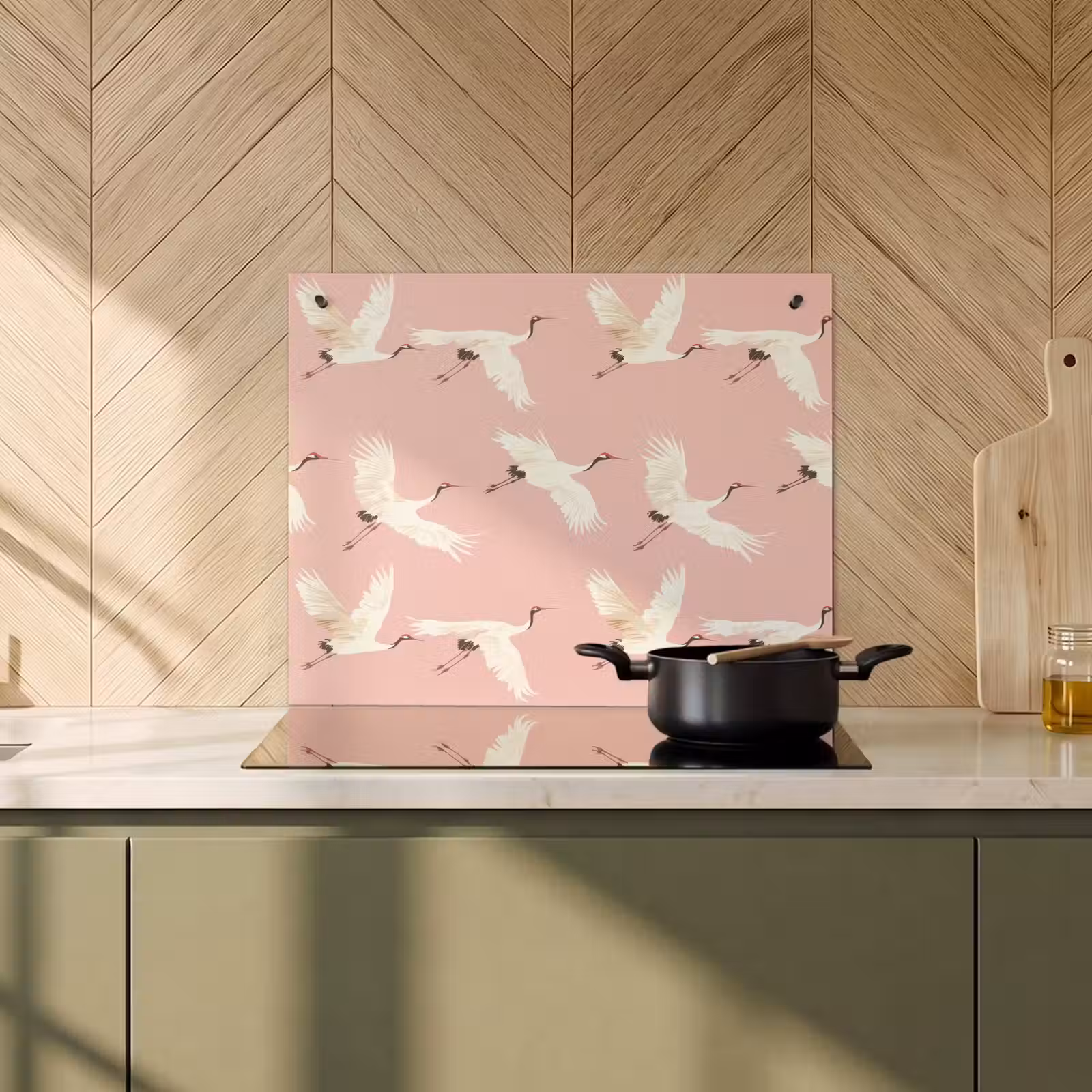 Protection à induction avec crochets - Modern - Cranes - Pink — 1