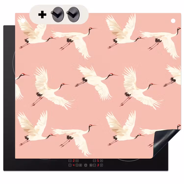 Protection à induction avec crochets - Modern - Cranes - Pink — 3