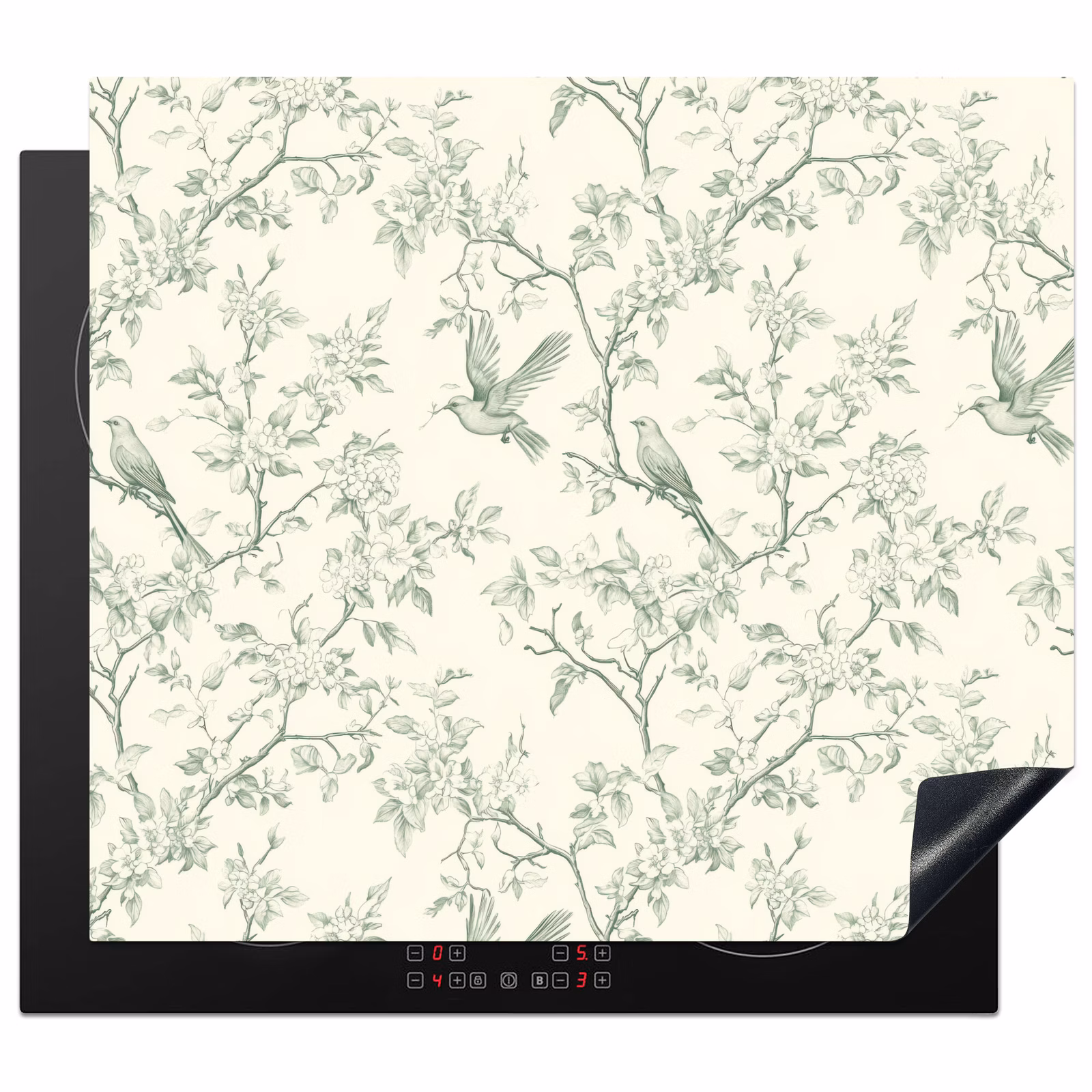 Protection plaque induction - Classique - Oiseaux - Vert — 1