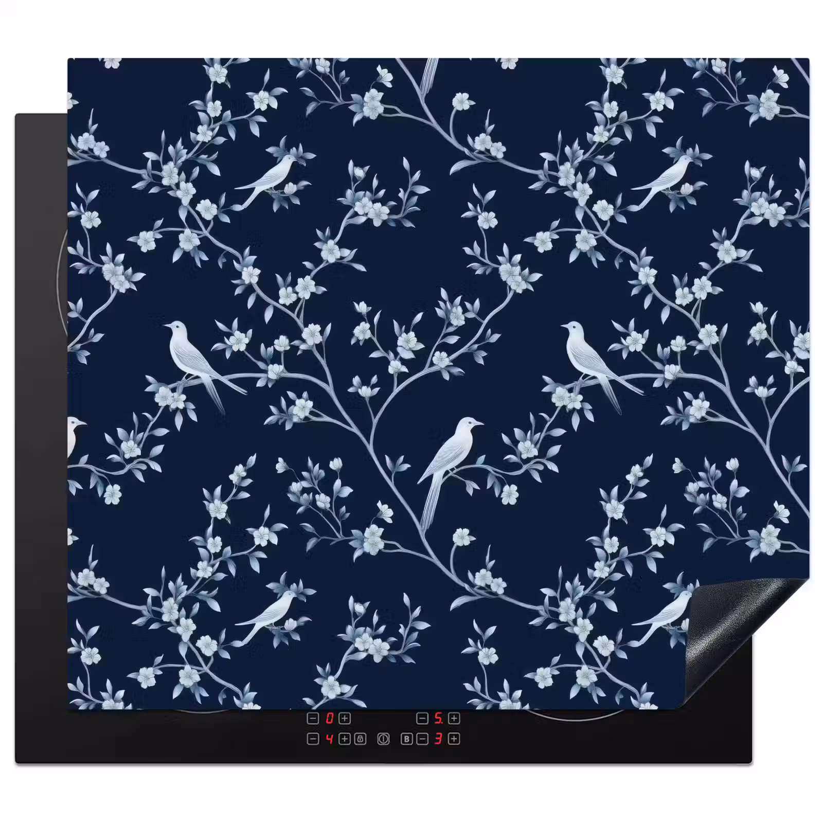 Protection plaque induction - Graphique - Branche fleurie - Bleu — 1