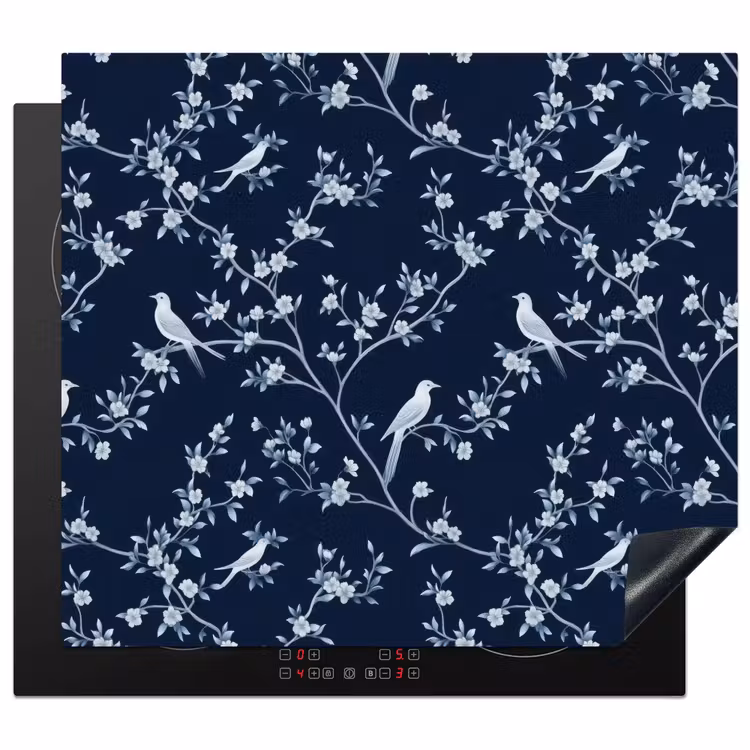 Protection plaque induction - Graphique - Branche fleurie - Bleu — 1
