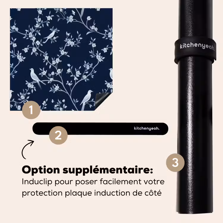 Protection plaque induction - Graphique - Branche fleurie - Bleu — 8