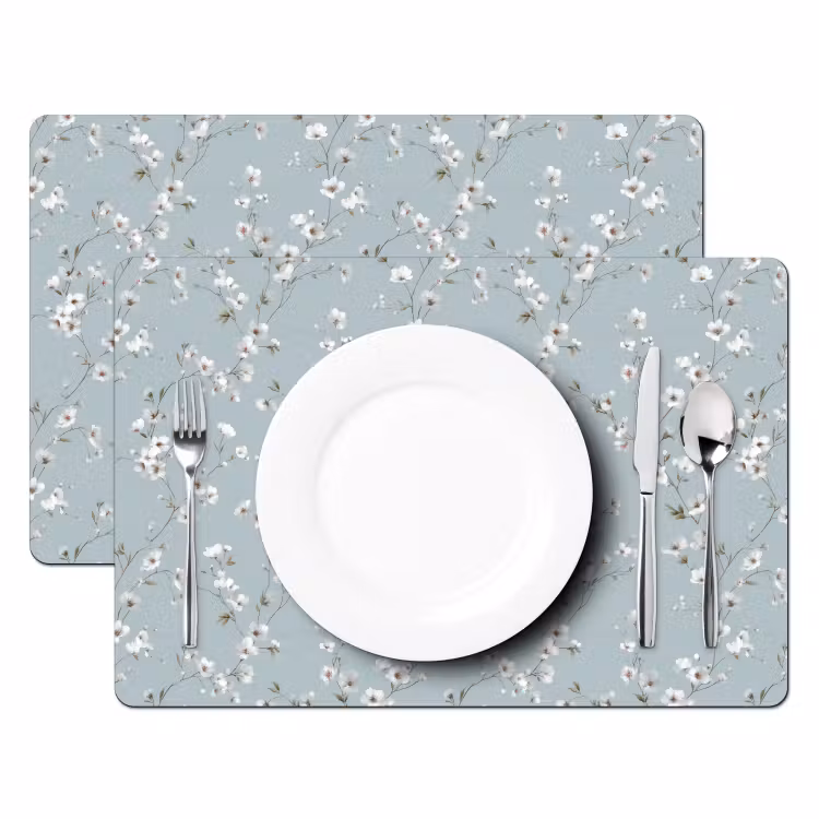 Set de table – 6 pièces - Classique - Fleurs - Bleu — 2