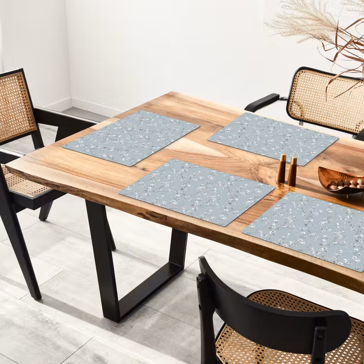 Set de table – 6 pièces - Classique - Fleurs - Bleu — 4