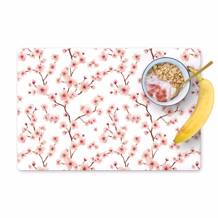 Set de table – 6 pièces - Fleur de cerisier - Branches - Rose — 1