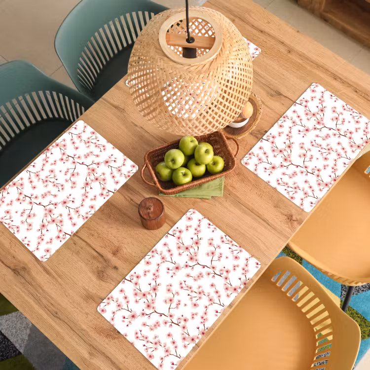 Set de table – 6 pièces - Fleur de cerisier - Branches - Rose — 3