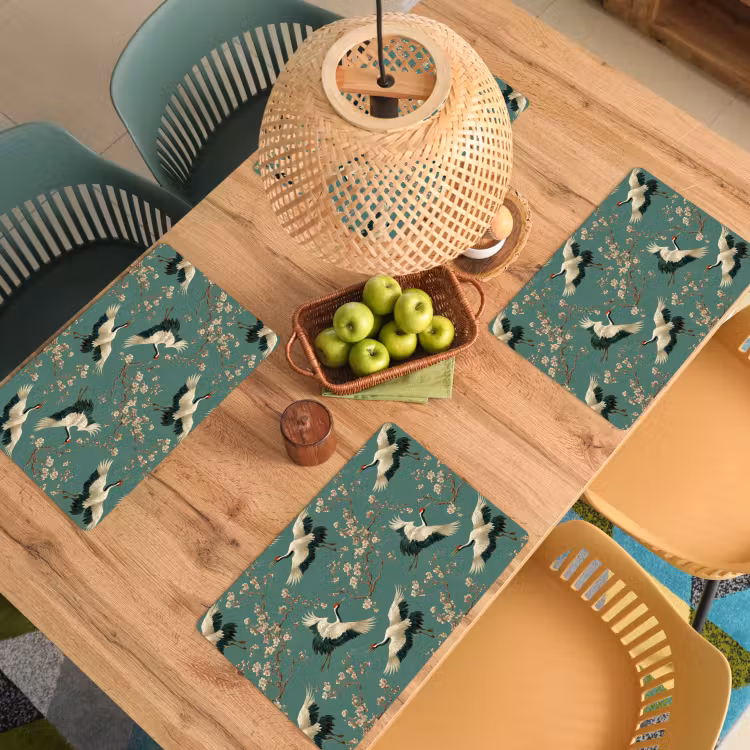 Set de table – 6 pièces - Fleur de cerisier - Fleurs de maternité - Vert — 3