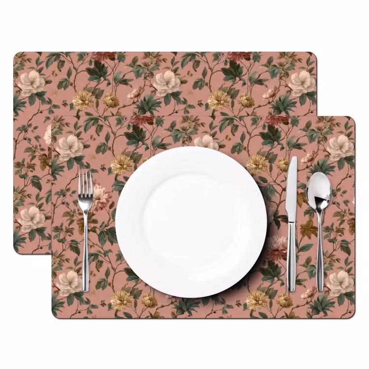 Set de table – 6 pièces - Fleurs - Classique - Rose — 2
