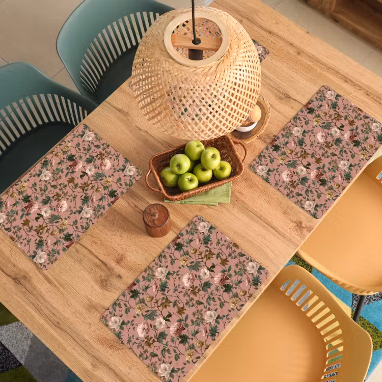 Set de table – 6 pièces - Fleurs - Classique - Rose — 3