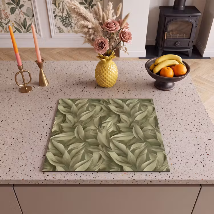 Protection plaque induction - Feuilles - Moderne - Vert — 3