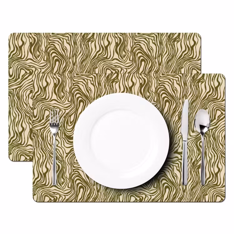 Set de table – 6 pièces - Abstrait - Marbre - Vert — 2