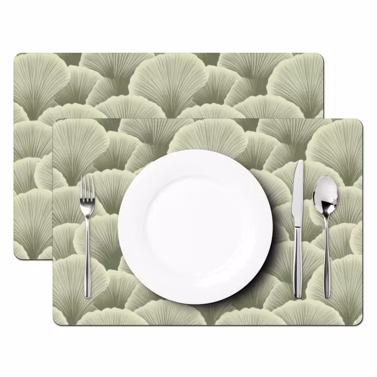 Set de table – 6 pièces - Eventail - Feuille - Vert — 2