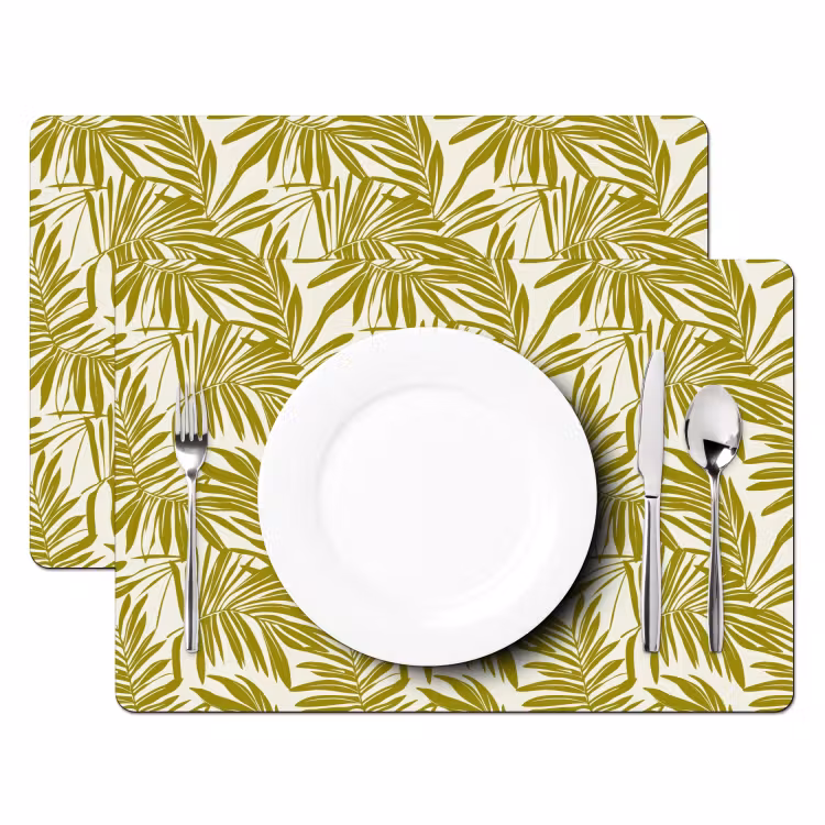 Set de table – 6 pièces - Feuille de palmier - Motif - Vert — 2