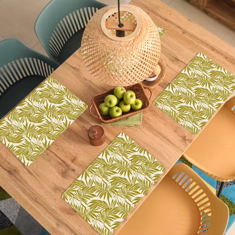 Set de table – 6 pièces - Feuille de palmier - Motif - Vert — 3