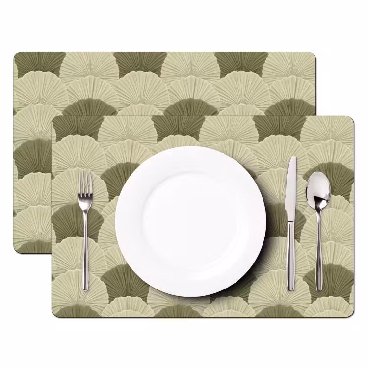 Set de table – 6 pièces - Feuilles - Texture - Vert — 2