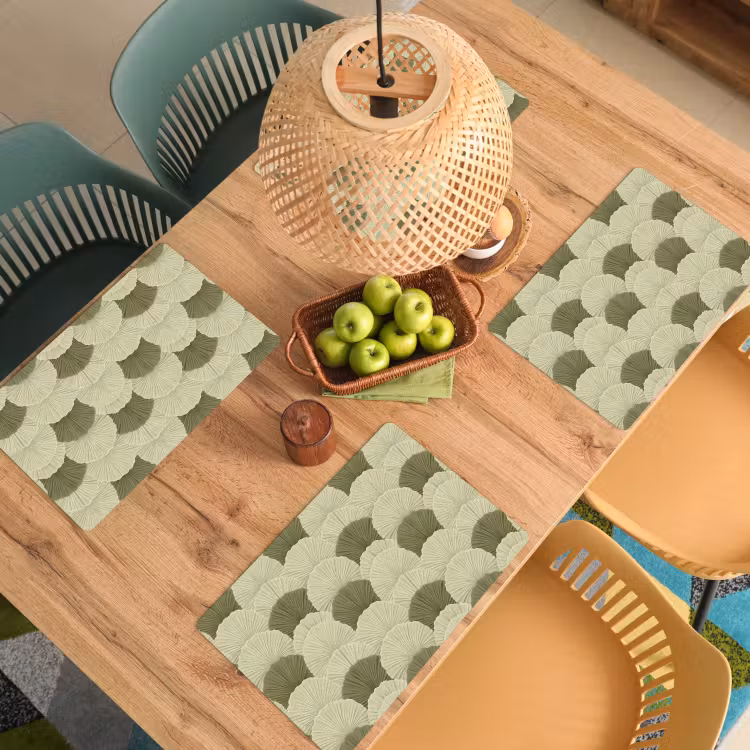 Set de table – 6 pièces - Feuilles - Texture - Vert — 3